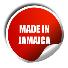 Made in jamaica, 3D rendering, red sticker with white text