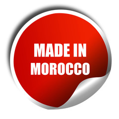 Made in morocco, 3D rendering, red sticker with white text