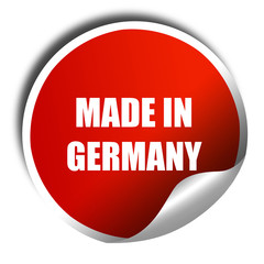 Made in germany, 3D rendering, red sticker with white text