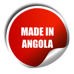 Made in angola, 3D rendering, red sticker with white text