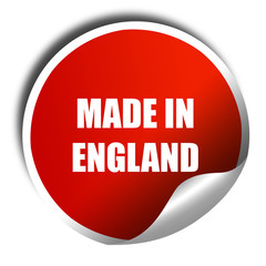 Made in england, 3D rendering, red sticker with white text