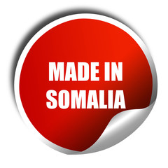 Made in somalia, 3D rendering, red sticker with white text