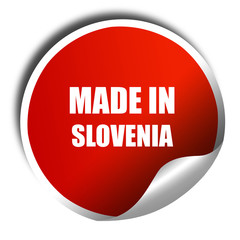 Made in slovenia, 3D rendering, red sticker with white text