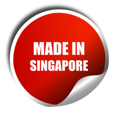 Made in singapore, 3D rendering, red sticker with white text