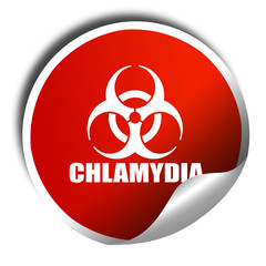 Chlamydia concept background, 3D rendering, red sticker with whi