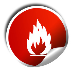 Flammable hazard sign, 3D rendering, red sticker with white text