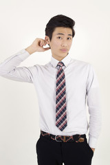Stressed asian businessman
