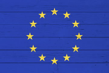 Flag of Europe on wooden background