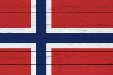 Flag of Norway on wooden background