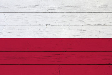 Flag of Poland on wooden background