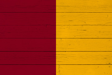 Flag of Rome on wooden background