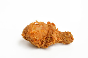 Fried chicken drumsticks on white background