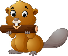 Illustration of a beaver on a white background © ekyaky