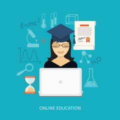 Flat design  for education time