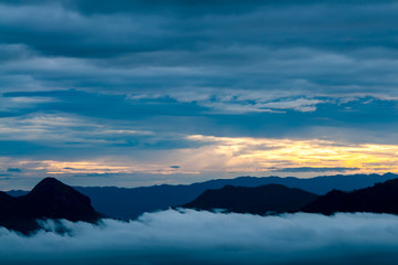 Soft focus of fog and cloud on the mountain.background