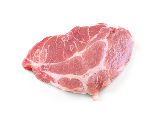 Piece of pork meat, isolated  white