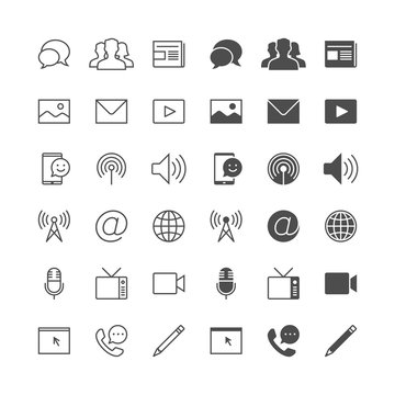 Media and communication icons, included normal and enable state.