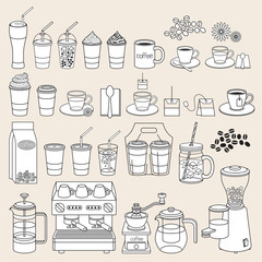 Coffee doodle icon style. Vector illustration.