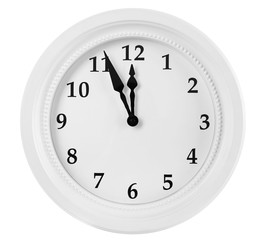 Round wall clock, isolated on white