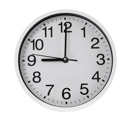 Round wall clock, isolated on white