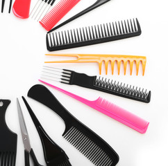 Barber set with tools, isolated on white