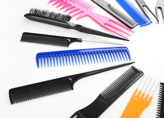 Barber set with tools, isolated on white