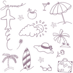 Doodle set recreation in beach