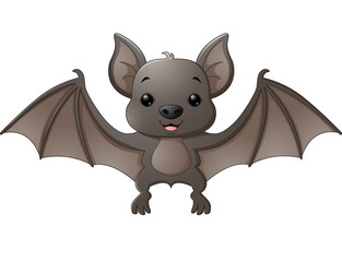 Cute bat cartoon flying