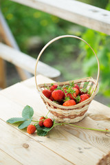 strawberries  in the  basket