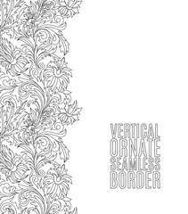 Card with seamless floral border. Doodle style template