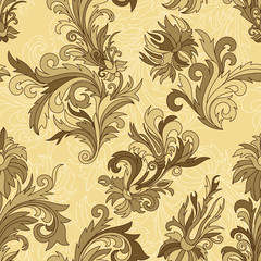 Doodle colorful pastel floral hand draw seamless pattern