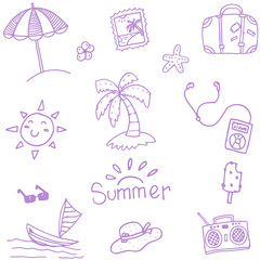 Summer doodles set vector