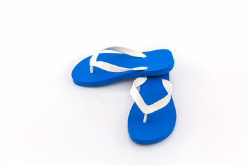Colorful of Sandals shoes, Blue flip flops.