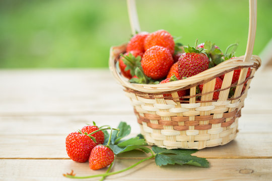 strawberries  in the  basket