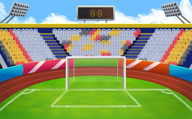 Obraz premium Stadium, football goal vector background