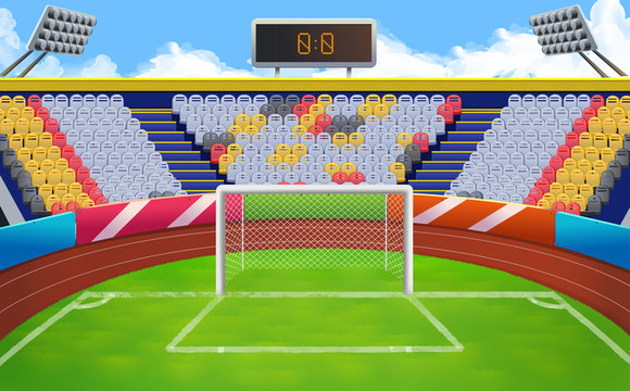 Stadium, football goal vector background