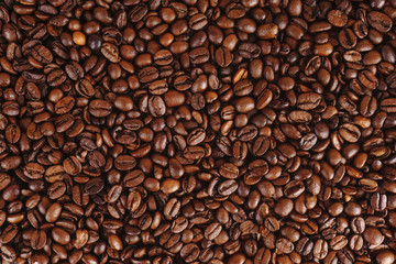 Fototapeta premium Tło zbliżenie ziaren kawy