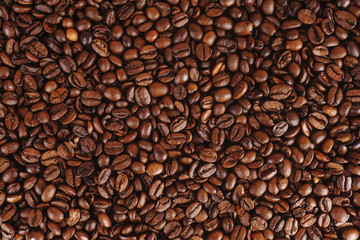 Coffee beans closeup background