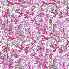 Fototapeta premium Doodle colorful pastel floral hand draw seamless pattern