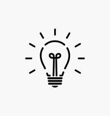 Vector light bulb icon with concept of idea. Brainstorming.
