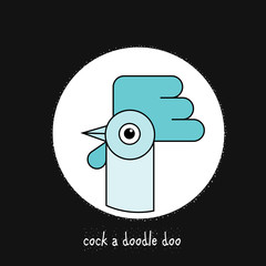 Cute logo rooster. cartoon vector illustration