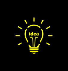 Vector light bulb icon with concept of idea. Brainstorming.