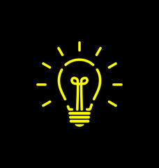 Vector light bulb icon with concept of idea. Brainstorming.