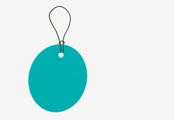 blue blank price tag with string