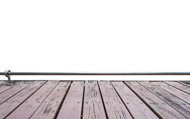 Wooden terrace or wooden floor isolated on white background.