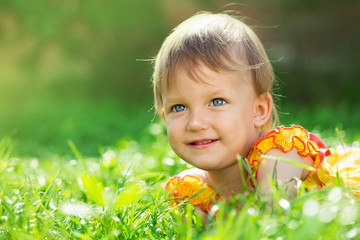 Baby girl in the garden