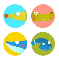 Fun Cartoon Animals Icons Collection for Kids Design