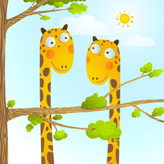 Naklejki  Zabawna kreskówka żyrafa dla dzieci na dziko dla dzieci Rysowanie