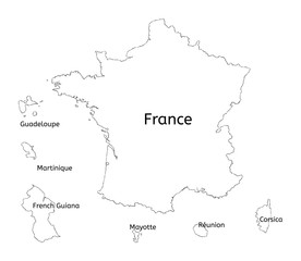 France and franch territory hand-drawn map
