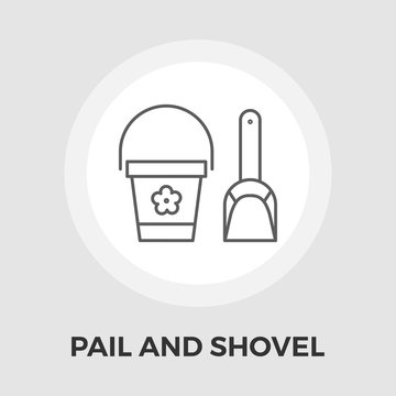 Pail and shovel vector flat icon